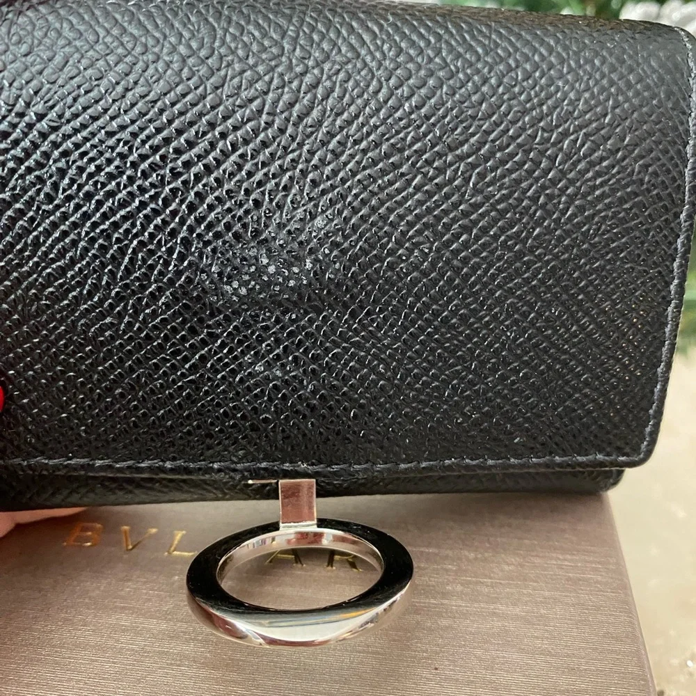 Bvlgari Black Calf Leather Clip Coin Purse NIB - Picture 5 of 9